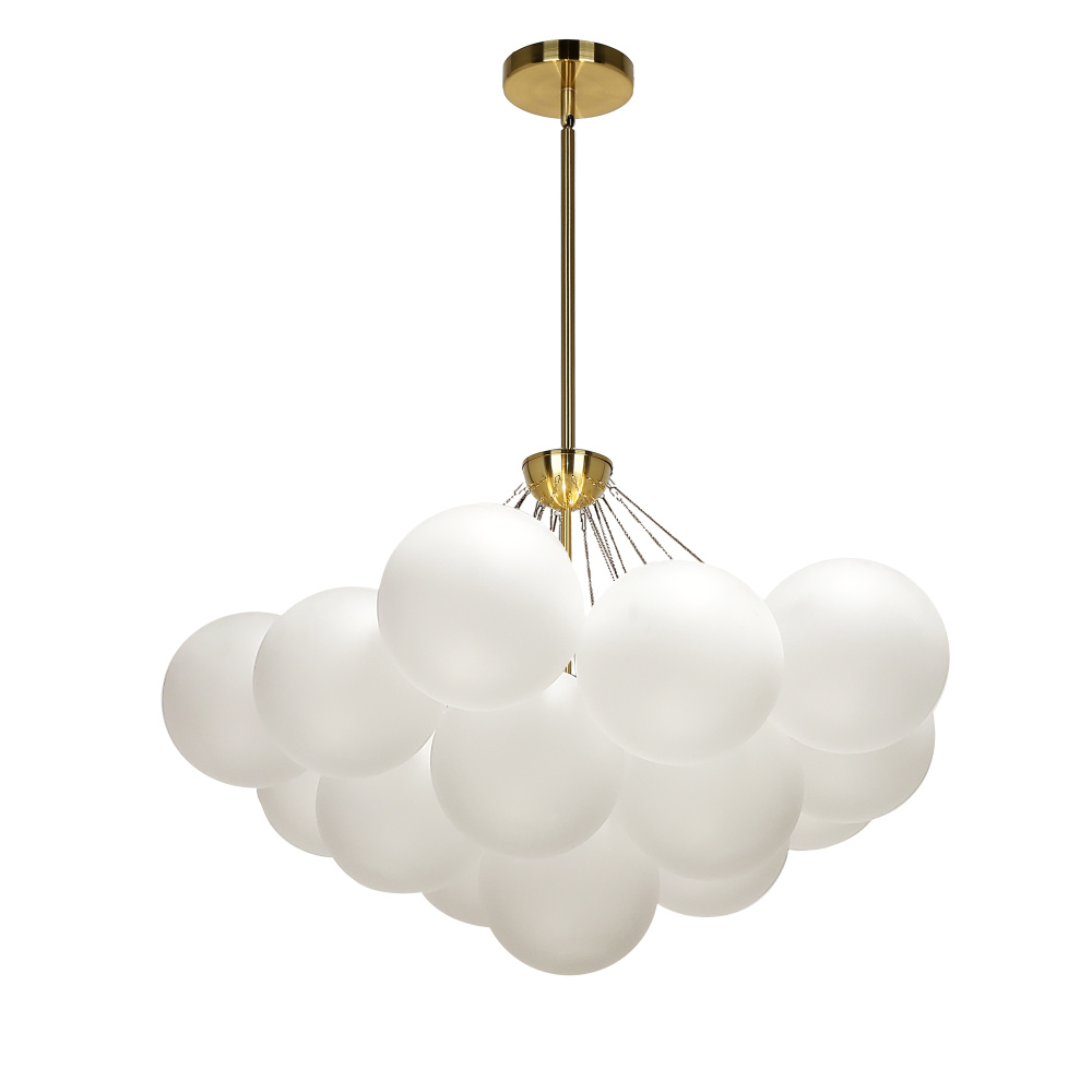 4 Light Aged Brass Chandelier w/ Frosted Glass