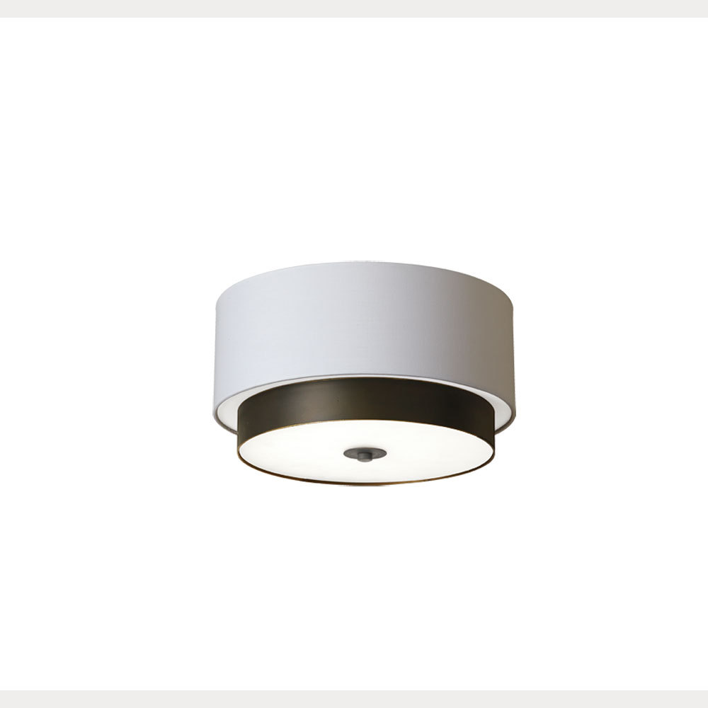 14"Flush-Mount w/White Linen Shd