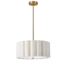Dainolite PCA-163P-AGB-FX - 3 Light Aged Brass Pendant w/ Flax Shade