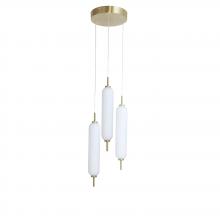 Dainolite TYA-1230LEDP-AGB - 30W Aged Brass Multi Light Pendant w/ White Opal Glass