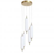 Dainolite TYA-1250LEDP-AGB - 45W Aged Brass Multi Light Pendant w/ White Opal Glass