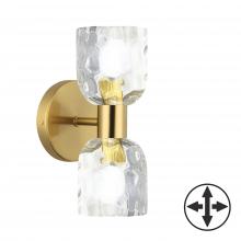 Dainolite VLA-102W-AGB-CLR - 2 Light Aged Brass Wall Sconce w/ Clear Water Glass