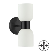 Dainolite VND-102W-MB - 2 Light Matte Black Wall Sconce w/ Opal Glass