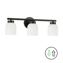 Dainolite VND-213W-MB - 3 Light Matte Black Vanity w/ Opal Glass